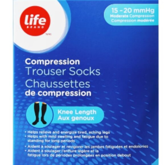 NIB Life Brand Black Compression Trouser Socks - Knee Length (XL) - Picture 1 of 6